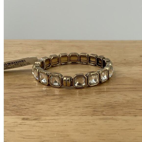 Dress Barn Bracelet Gold Tone Crystal Rhinestone Stone Bangle Magnetic Clasp - Picture 1 of 8